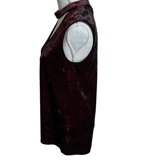 Vince Camuto Velvet Top Womens Small Burgundy Sleeveless Choker - Picture 4 of 9